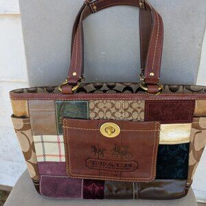 COACH HOLIDAY PATCHWORK GALLERY TOTE SHOULDER BAG